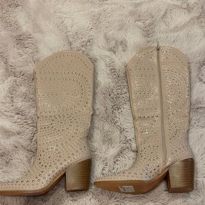 Nude studded wester style boots